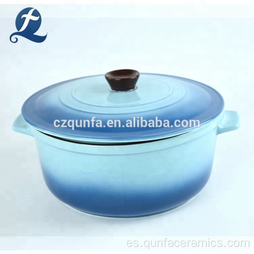 Cacerola de cerámica redonda de color resistente al calor con tapa